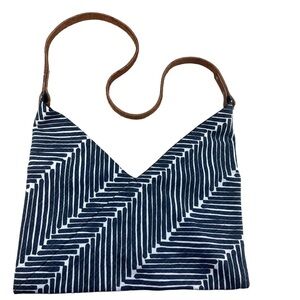 Treehouse Designs Made on Maui, Hawaii  Sidecar Bag Blue White w/ Leather Strap